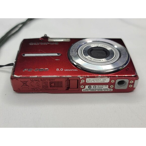 Olympus FE-280 8.0MP Red Digital Camera With Case - Picture 6 of 9